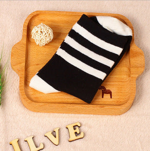 Womens Black and White Short Star Casual Socks 3 Pairs Stripes