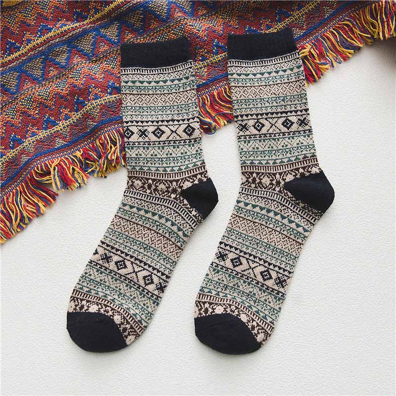Mens Winter Socks Warm Vintage Exotic Knitted Socks 5 Pairs Gift