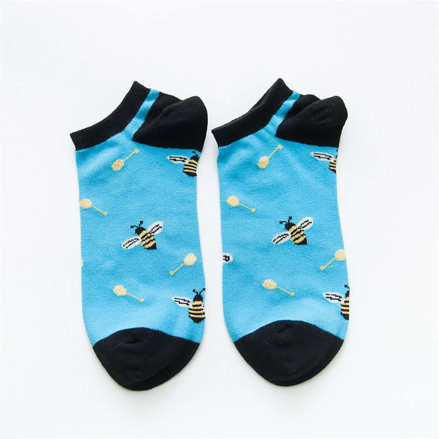 Chalier Mens Casual Ankle Street Hip-hop Bee Socks