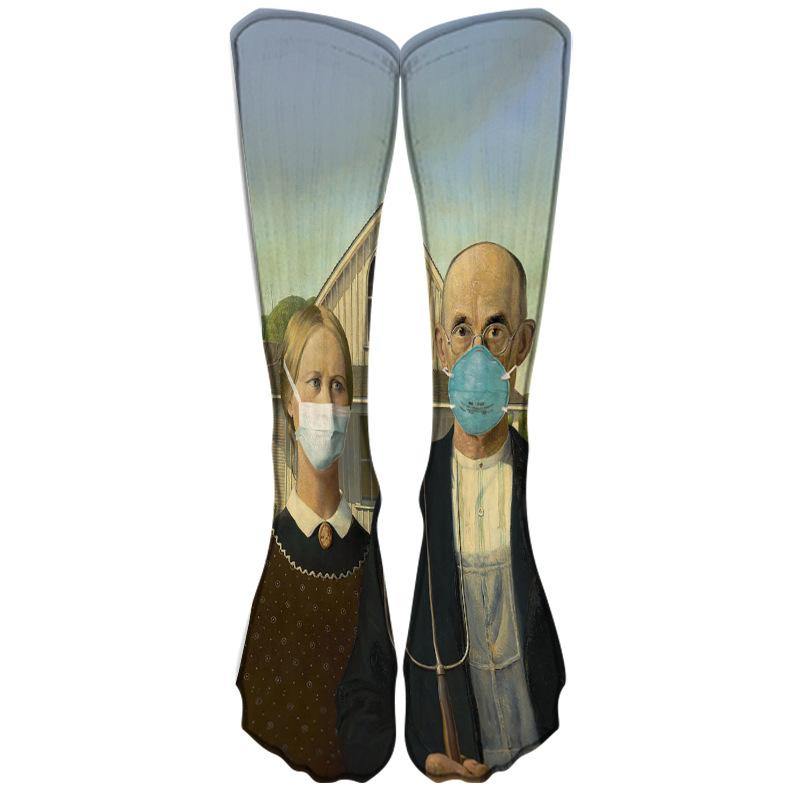 Mens Cotton Fun Crazy Socks Famous Painting Crew Socks Unisex 1 Pair - CHALIER