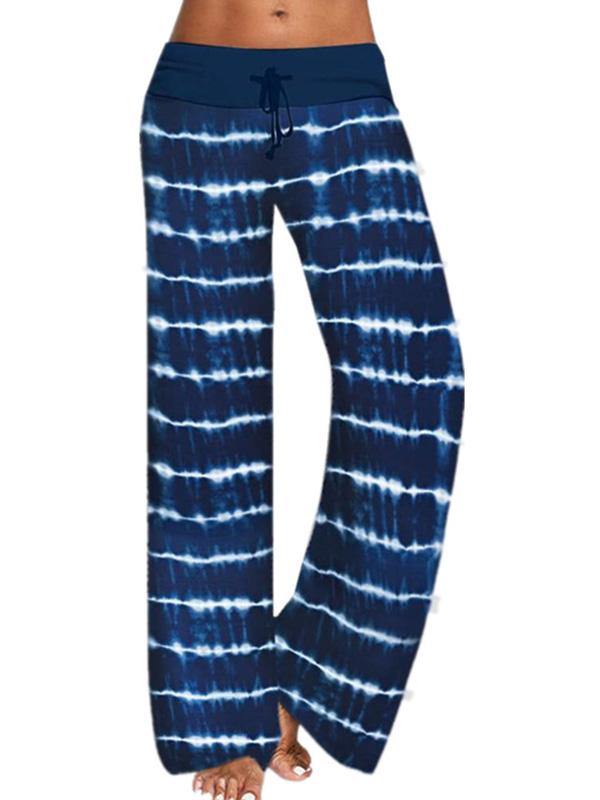 Women's Loose Pants Home Tie-dye Printed Stripes Yoga Slacks - CHALIER