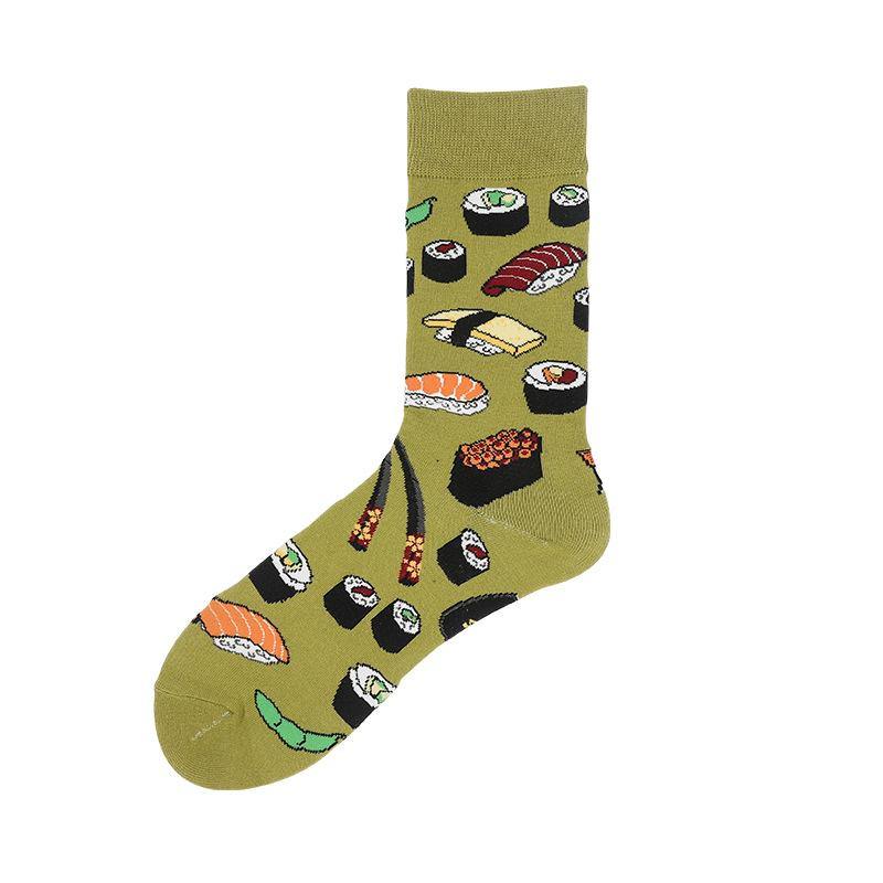 Mens Funny Socks Food Avocado Novel Cute Cotton Crew Socks 5 pairs - CHALIER