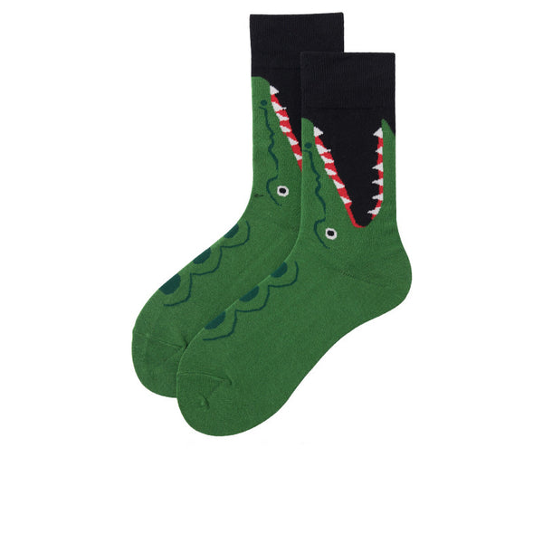 Chalier Mens Casual Crew Hip-hop Couple Crocodile Socks