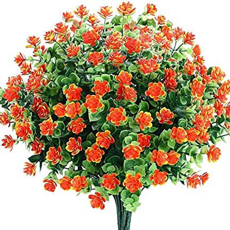 Artificial Flowers Mini Lotus Faux Plastic Greenery Shrubs for Home Hanging Garden Porch Window Indoor Outdoor - CHALIER