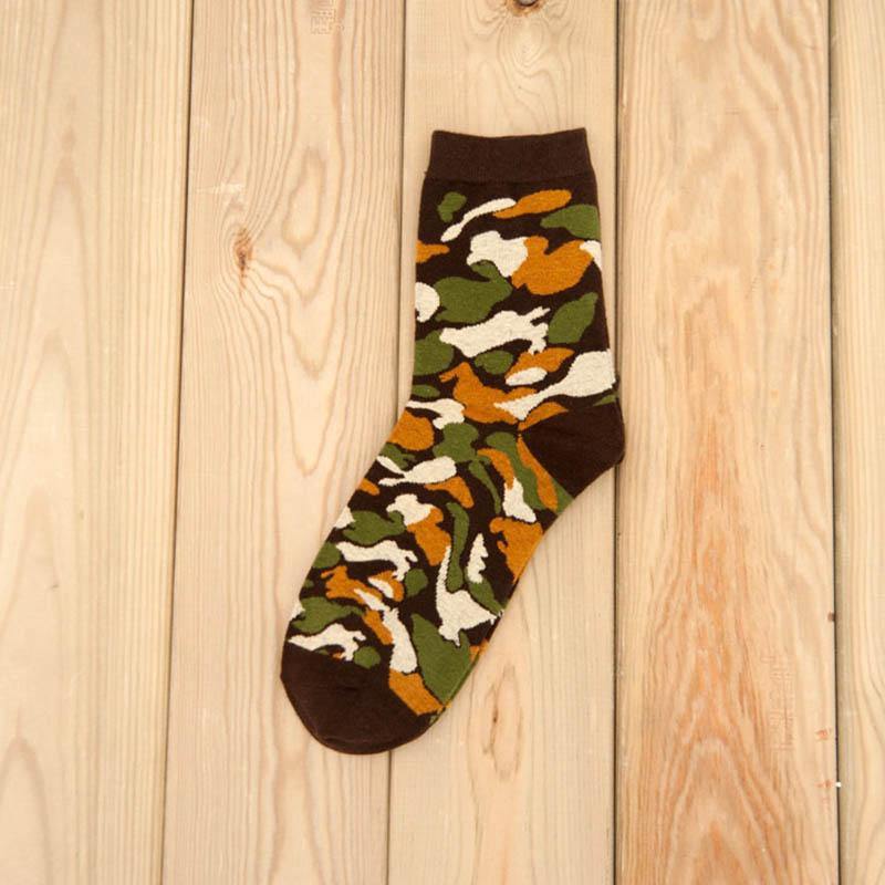 Mens Cotton Crew Socks Outdoor Camouflage Training Casual Socks Set 5 Pairs - CHALIER