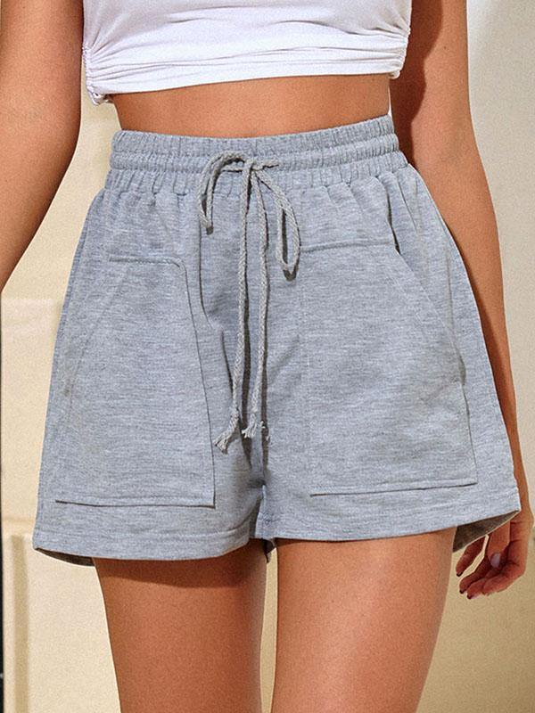 Women's Cotton Caual High Waist Drawstring Shorts Sports - CHALIER