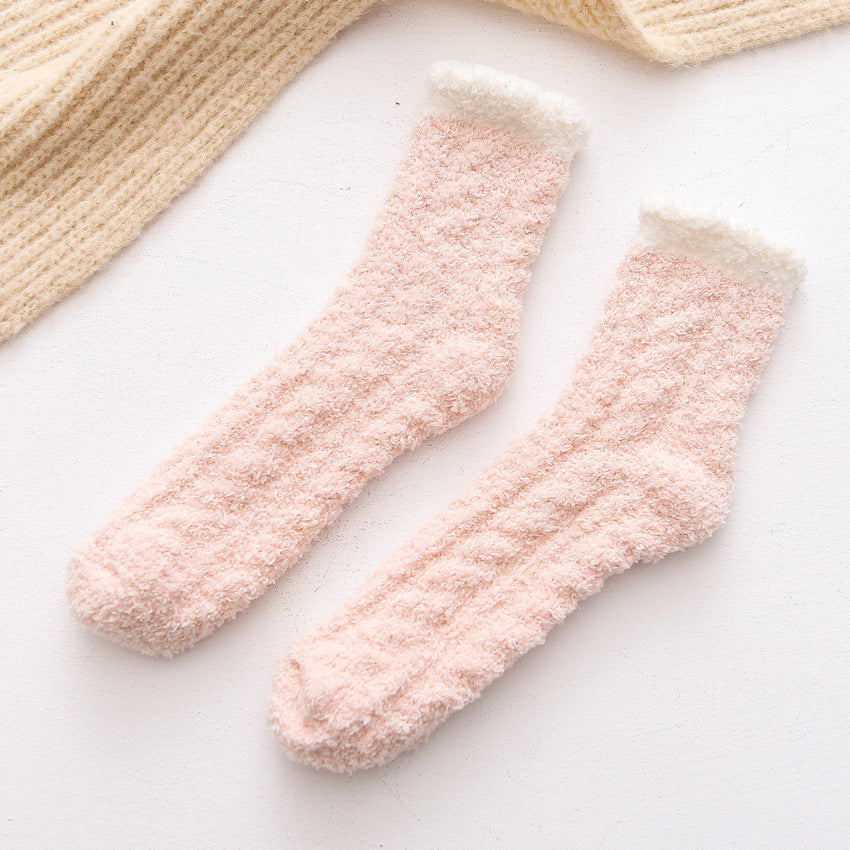 Womens Coral Fleece Socks Home Thick Slipper Sleep Socks Winter Socks Set 7 Pairs