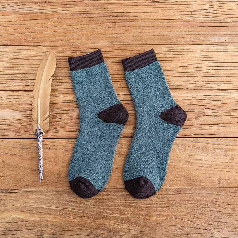Mens Winter Warm Cozy Wool Socks Crew Thickened Towel Socks Set 6 Pairs - CHALIER