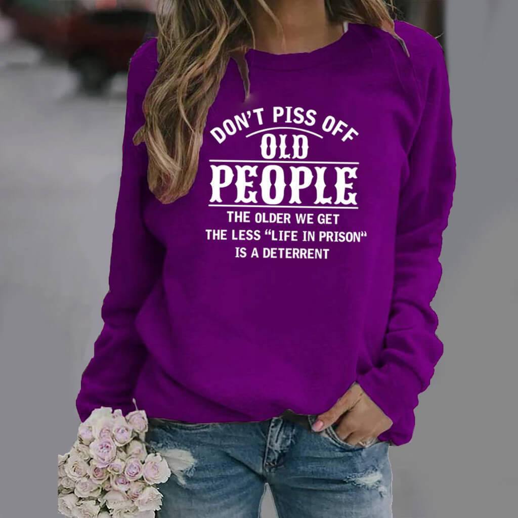 Ladies Long Sleeve Casual Letter Print Sweatshirt - CHALIER