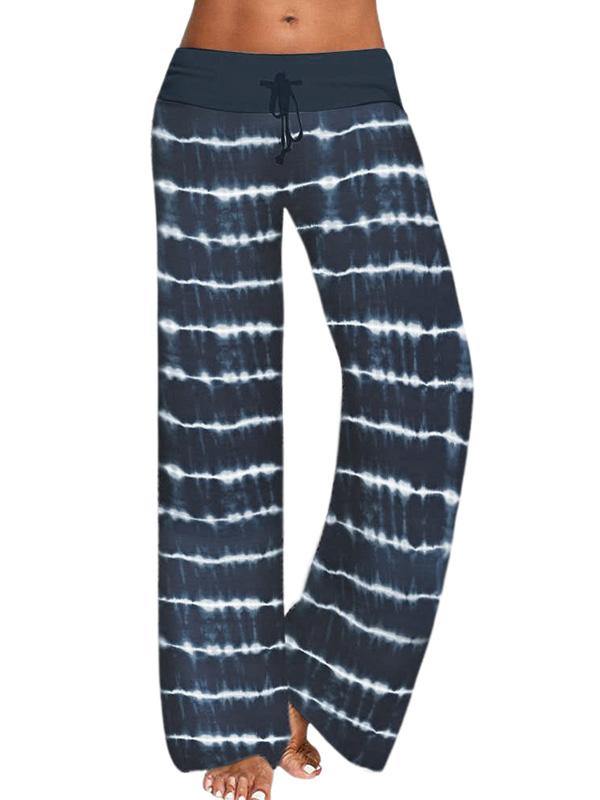 Women's Loose Pants Home Tie-dye Printed Stripes Yoga Slacks - CHALIER