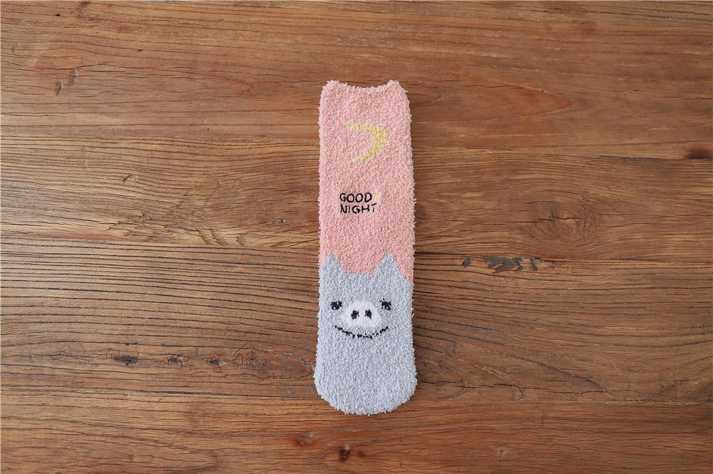 Womens Winter Warm Fuzzy Slipper Socks Cute Animals Socks Set 6 Pairs - CHALIER