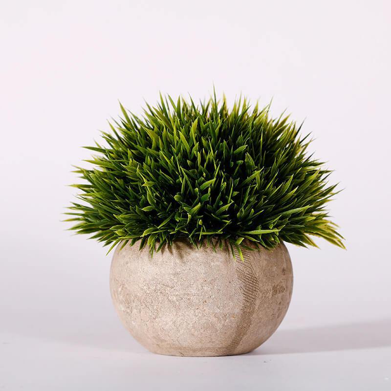 Artificial Plants Potted Artificial Greenery Green Grass Plastic Faux Topiary Shrubs For Home Office Decorations - CHALIER