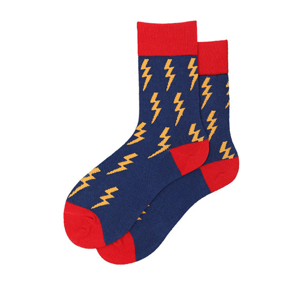 Chalier Mens Casual Cartoon Lighting Cotton Socks