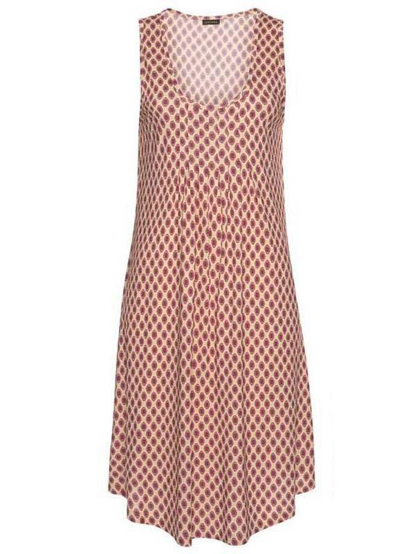 Women's Floral Print Polka Dots Sleeveness Crew-neck Vest Dress Holiday Plus Size - CHALIER