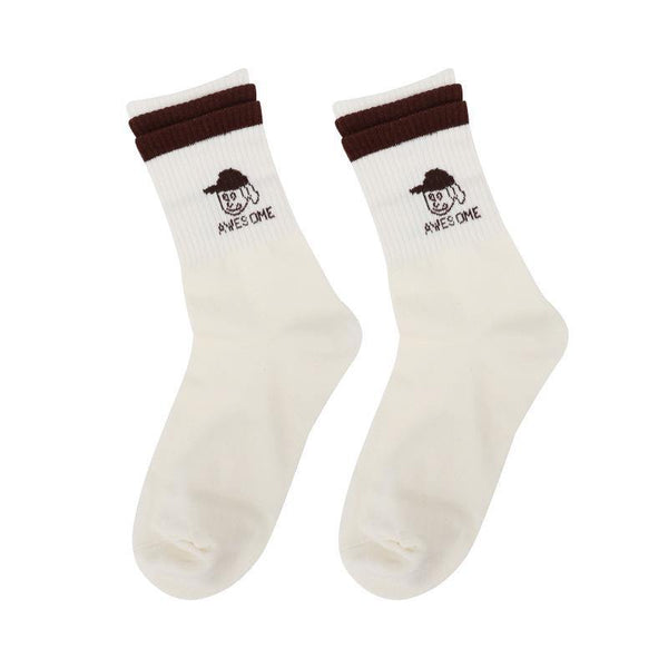 Chalier Men Casual Socks Fashion Style White with Man Pattern - CHALIER