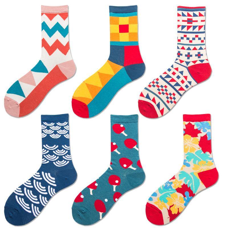 Chalier Men Socks British Style Geometric Pattern 6 Pack - CHALIER
