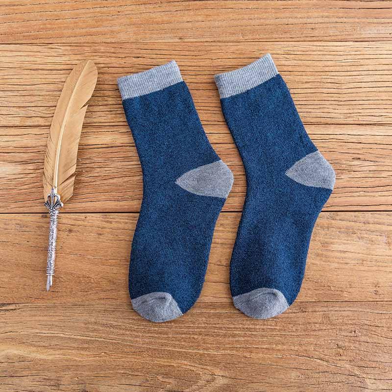 Mens Winter Warm Cozy Wool Socks Crew Thickened Towel Socks Set 6 Pairs - CHALIER