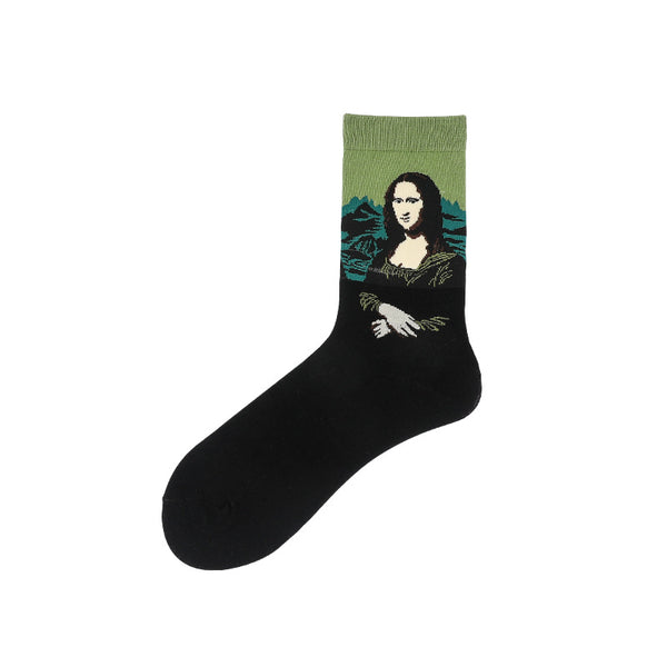 Chalier Womens Casual Crew Art Mona Lisa Socks