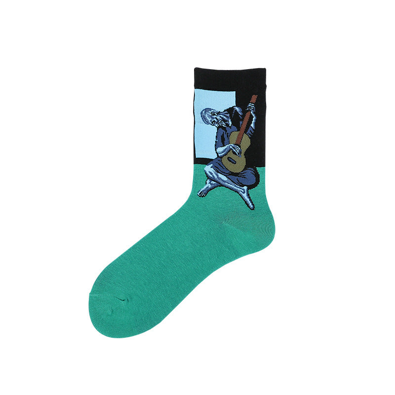 Women Socks Vintage Literary Abstract Oil Painting Men's Socks Cotton Socks