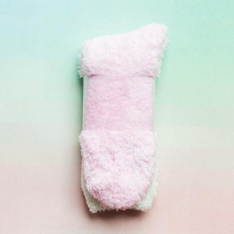 Womens Winter Warm Fuzzy Slipper Socks Gradient Color Family Couple Socks - CHALIER