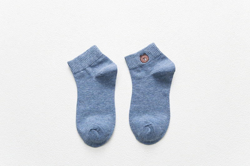 Womens Cartoon Cotton Short Socks Cute Bear Socks