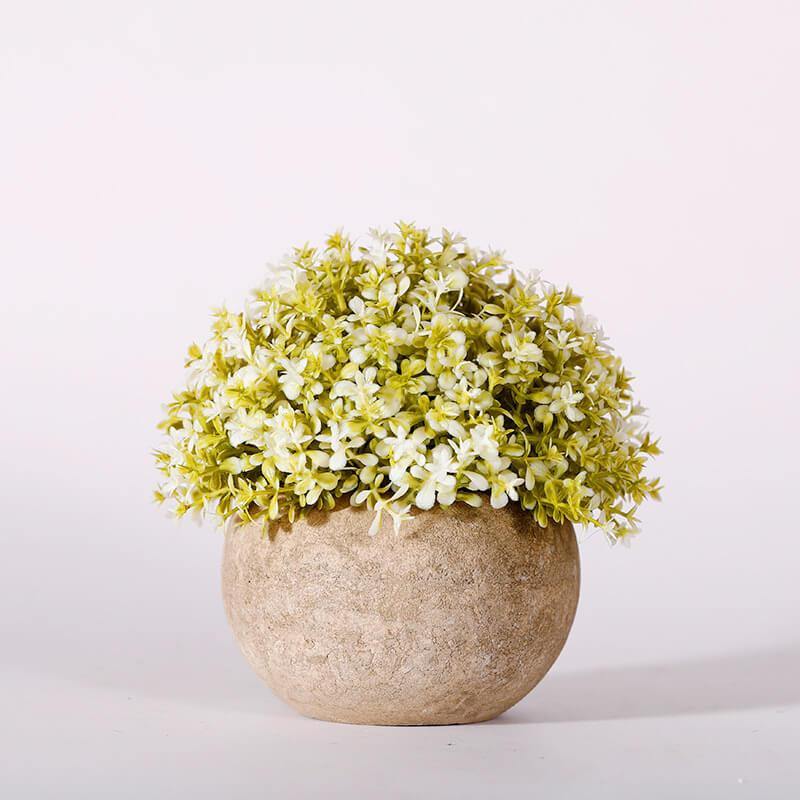 Artificial Plants Potted Artificial Greenery Green Grass Plastic Faux Topiary Shrubs For Home Office Decorations - CHALIER