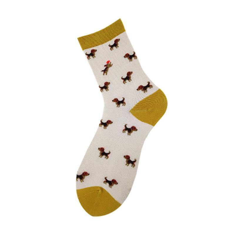 Unisex Crew Cotton Socks Dog Print Cartoon Fun Casual Novelty  Socks - CHALIER