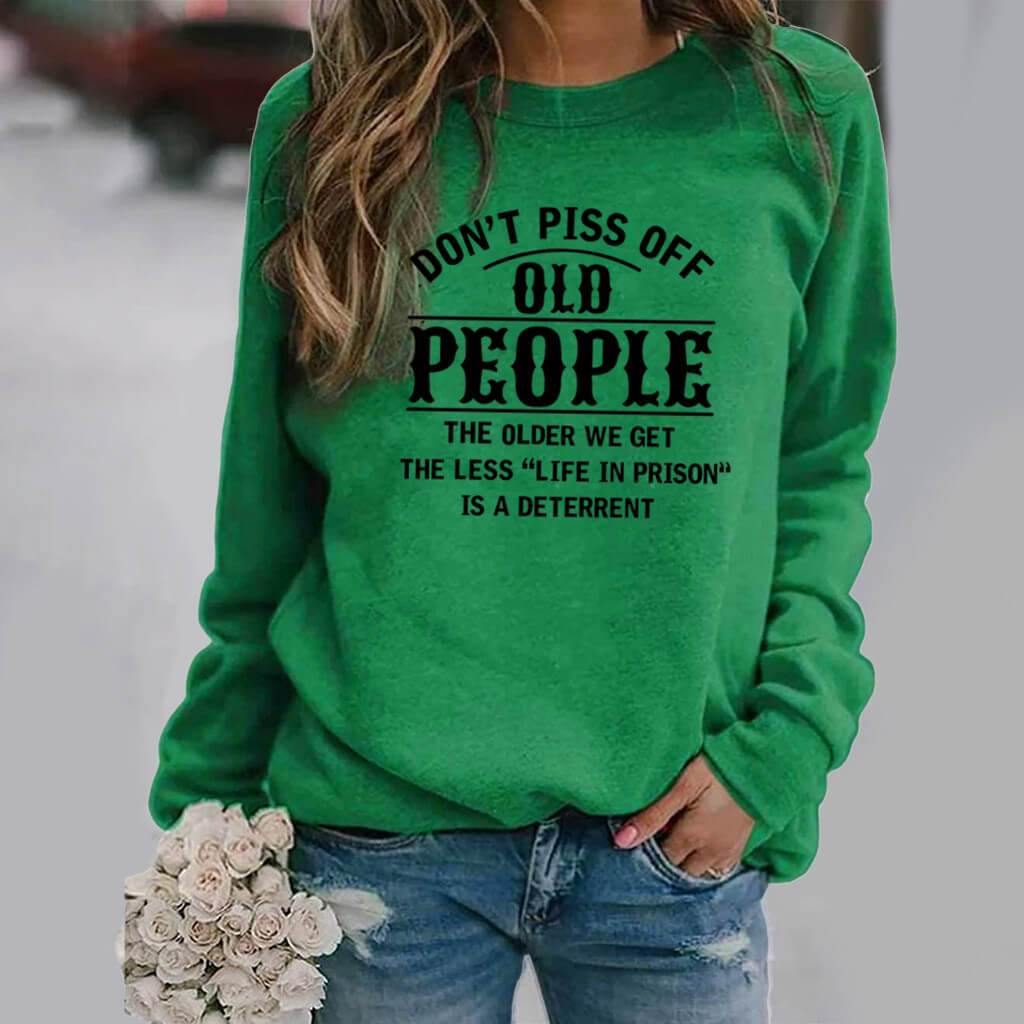 Ladies Long Sleeve Casual Letter Print Sweatshirt - CHALIER