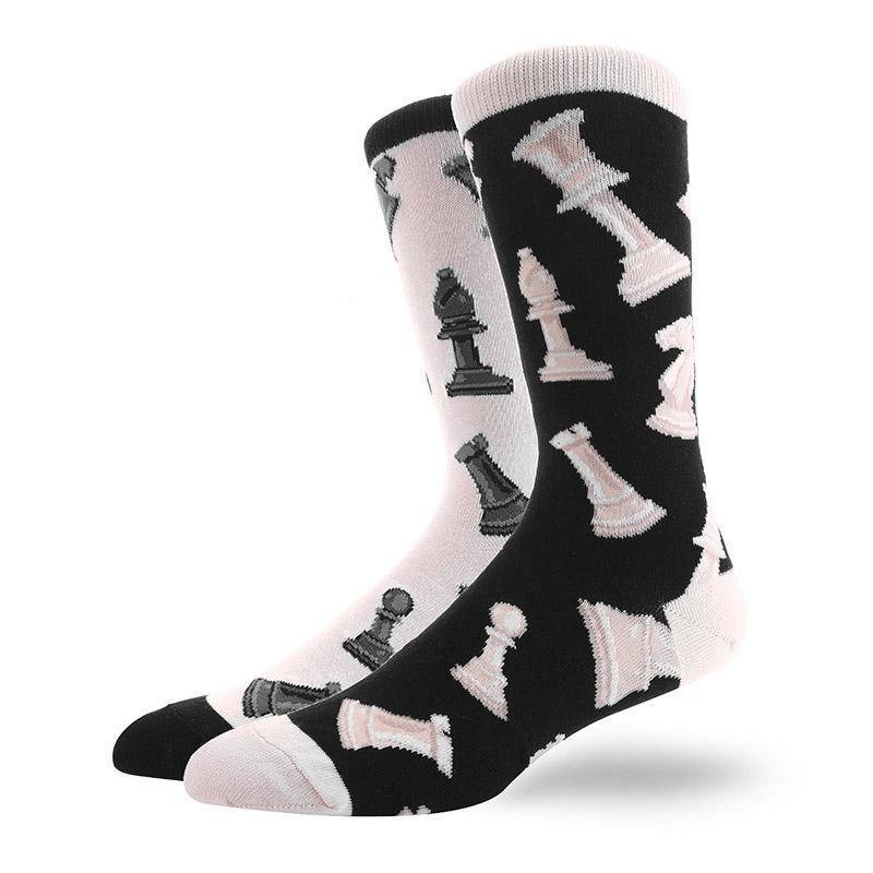 Mens Cotton Crew Crazy Fun Socks Abstract Art Novelty Hip Hop Socks - CHALIER