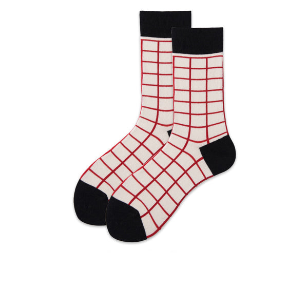 Chalier Mens Casual Crew Street Hip-hop Couple Lattice Socks