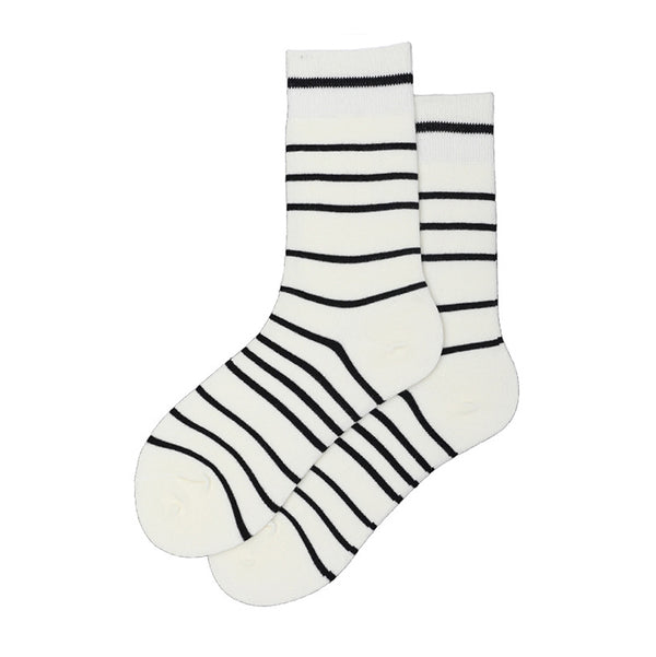 Chalier Mens Casual Cartoon Black Stripe Cotton Socks