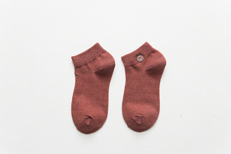 Womens Cartoon Cotton Short Socks Cute Bear Socks