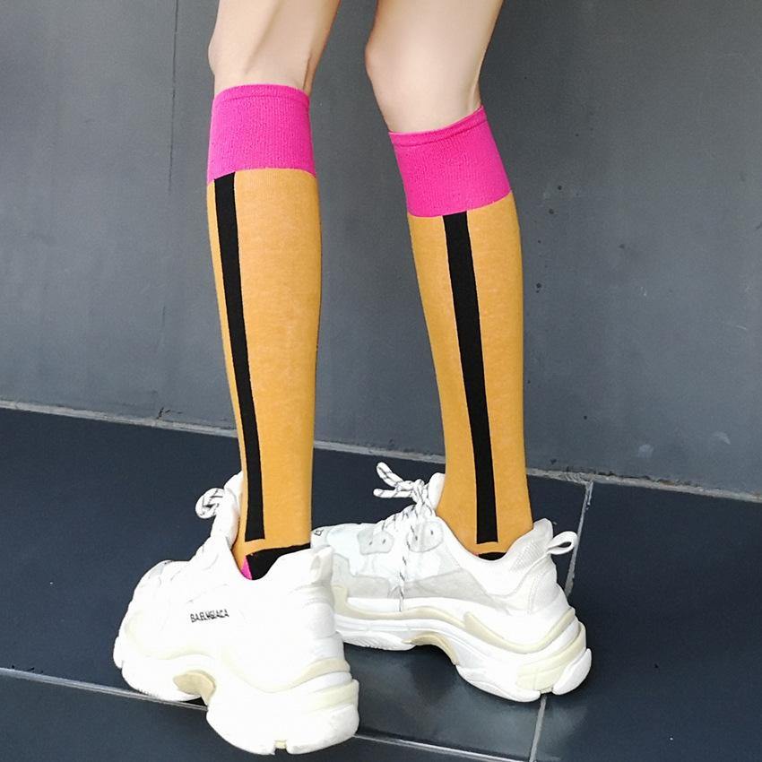 Calf Socks Knee-length Fitness Sports Yoga Stockings Fashion Yellow - CHALIER