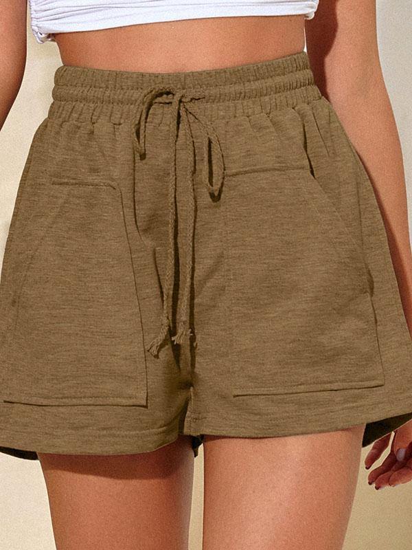 Women's Cotton Caual High Waist Drawstring Shorts Sports - CHALIER