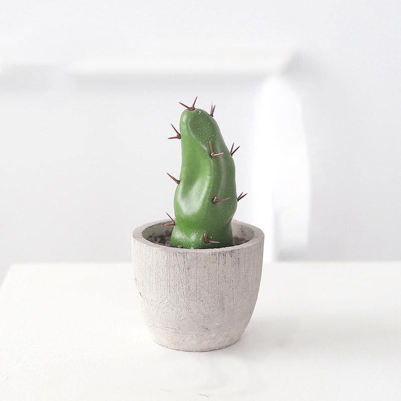 Artificial Plant Fake Mini Potted Fake Cactus Desktop Home Decor - CHALIER