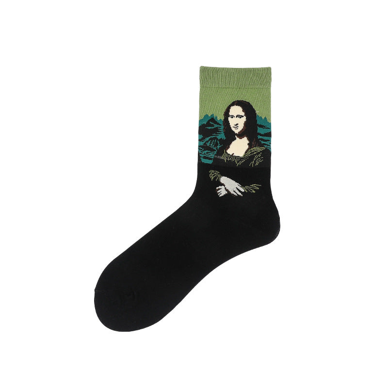 Women Socks Vintage Literary Abstract Oil Painting Men's Socks Cotton Socks