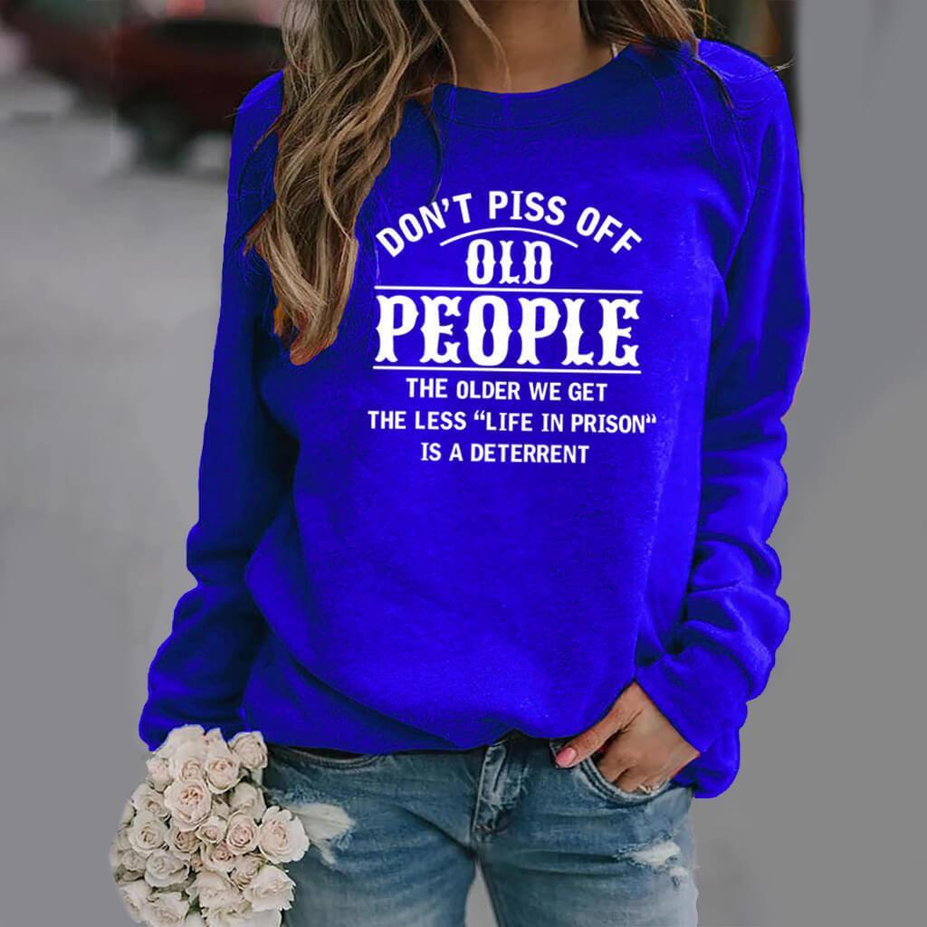 Ladies Long Sleeve Casual Letter Print Sweatshirt - CHALIER