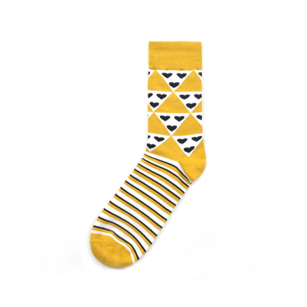 Chalier Mens Casual Crew Strip Heart Cotton Socks - CHALIER