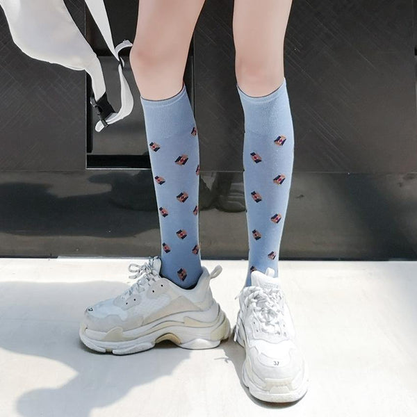 Calf Socks Knee-length Fitness Sports Yoga Stockings Blue - CHALIER