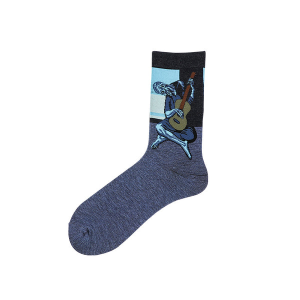 Chalier Mens Casual Crew Art Guitar Man Socks