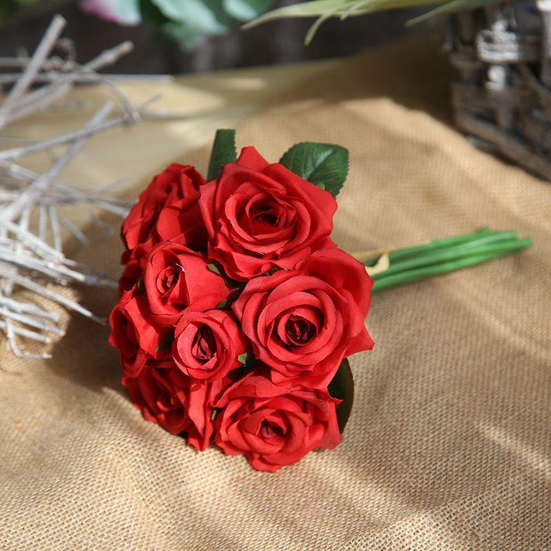 Artificial Rose Bouquet Fake Flowers For Home Office Wedding Decoration - CHALIER