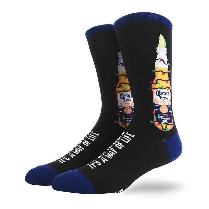 Mens Cotton Crew Crazy Fun Socks Abstract Art Novelty Hip Hop Socks - CHALIER