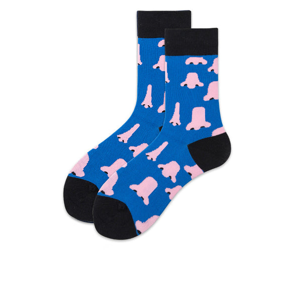 Chalier Mens Casual Crew Street Hip-hop Couple Nose Socks