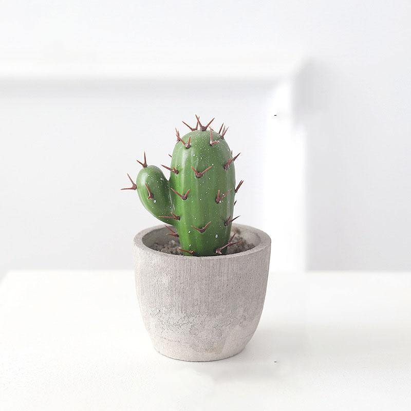 Artificial Plant Fake Mini Potted Fake Cactus Desktop Home Decor - CHALIER