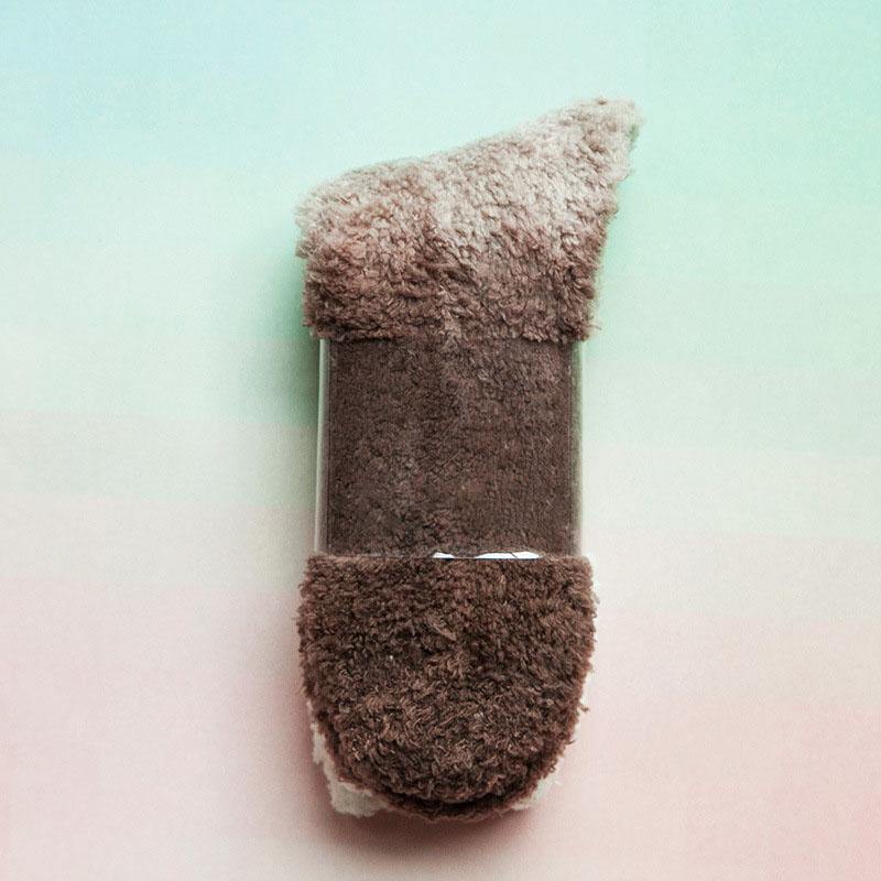 Womens Winter Warm Fuzzy Slipper Socks Gradient Color Family Couple Socks - CHALIER