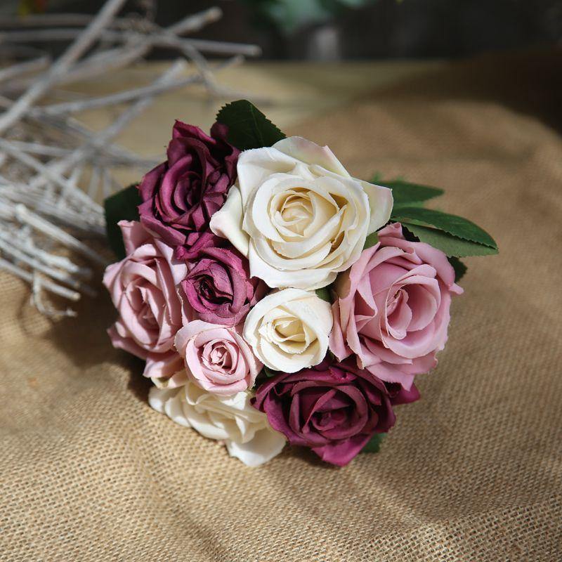 Artificial Rose Bouquet Fake Flowers For Home Office Wedding Decoration - CHALIER