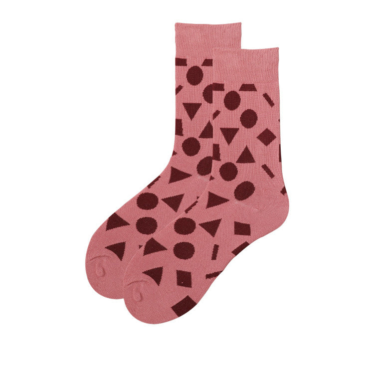 Chalier Mens Casual Cartoon Geometry Cotton Socks