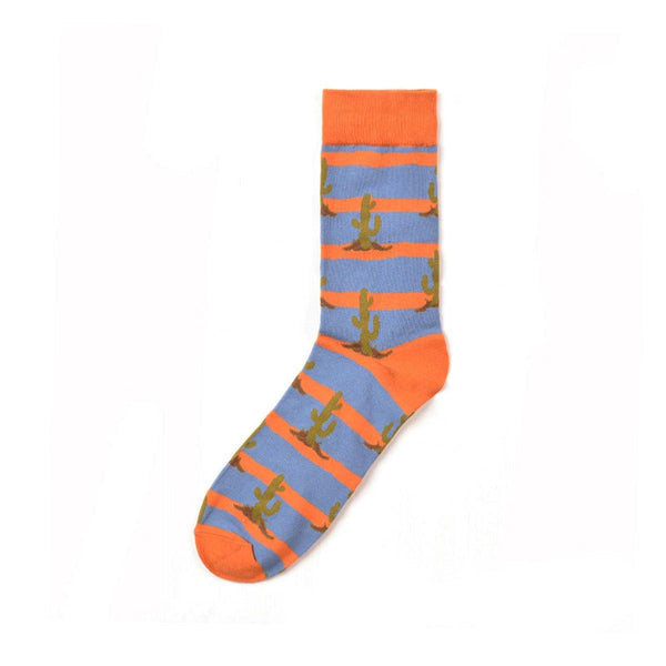 Chalier Mens Casual Crew Desert Cactus Cotton Socks - CHALIER