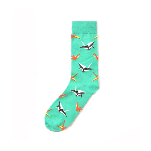 Chalier Mens Casual Crew Folded-paper Cranes Cotton Socks - CHALIER