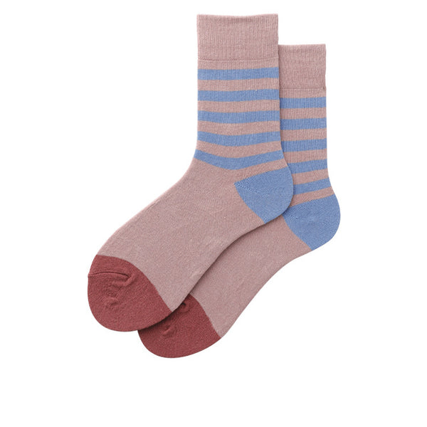 Chalier Mens Casual Cartoon Blue Stripe Cotton Socks